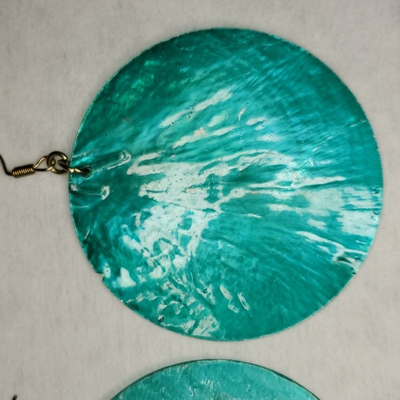 Round Turquoise colored used fashionable earrings - Picture 3 of 4